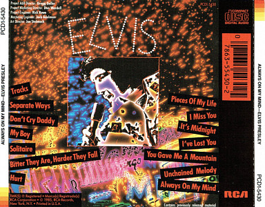 Always On My Mind - PCD1-5430 - USA 1995 - Elvis Presley CD