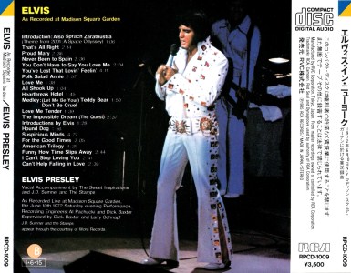 Elvis As Recorded At Madison Square Garden - Japan 1988 - BMG RPCD-1009 - Elvis Presley CD