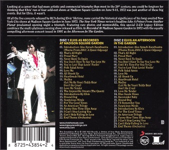 Elvis As Recorded At Madison Square Garden - Legacy Edition - CA 2012 - Sony Music 88725438542