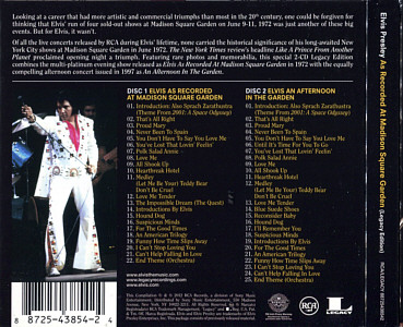 Elvis As Recorded At Madison Square Garden - Legacy Edition - USA 2012 - Sony Music 88725438542