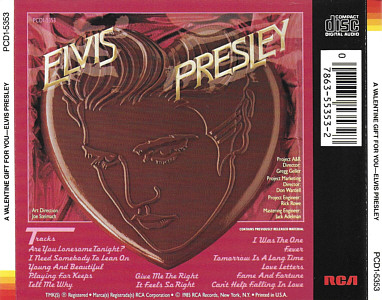 A Valentine Gift For You - PCD1-5353 - USA 1997 - Elvis Preley CD