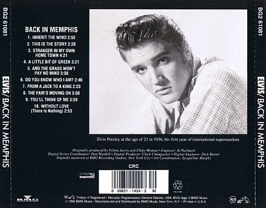 Back In Memphis - USA 1997 - BG2-61081 - Elvis Presley CD