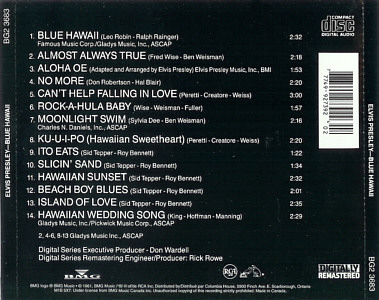 Blue Hawaii - BG2 3683 - BMG Music for Columbia House Music Club - Canada 1995