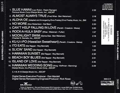 Blue Hawaii - USA 1995 - BMG Direct 3683-2-R / D 163932 - Elvis Presley CD