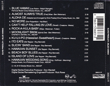 Blue Hawaii - USA 1996 - BMG 3683-2-R - Elvis Presley CD