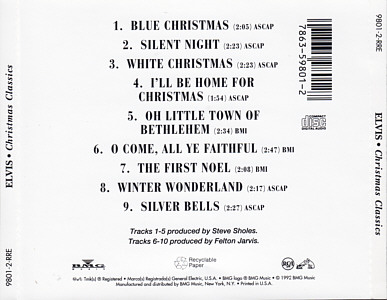 Christmas Classics - USA 1998 - 9801-2-RRE - Elvis Presley CD