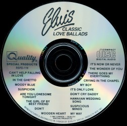 Classic Love Ballads - Quality RSPD 119 - Canada 1987 and 1989