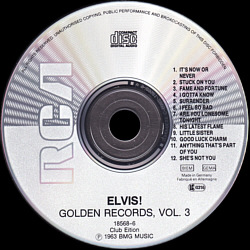 Elvis' Golden Records Vol. 3 - German Club Edition - BMG 18568-6 - Germany 1989