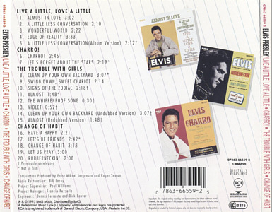 Live A Little, Love A Little / Charro / The Trouble With Girls / Change Of Habit - BMG 07863 66559-2 - EU 2001 - Elvis Presley CD