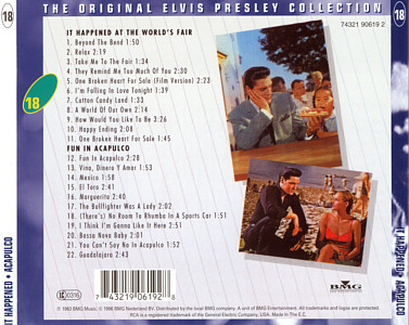 It Happend At The World's Fair and Fun In Acapulco (Double Features) EU 1999 - BMG 74321 90619 2 - The Original Elvis Presley Collection - Elvis Presley CD