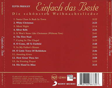  Einfach das Beste - Die schnsten Weihnachtslieder -Sony  EU 2010- Sony Music 82876 88673 2 - Elvis Presley CD