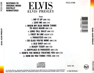 ELVIS - Canada 1998 - CRC - BMG PCD1-5199