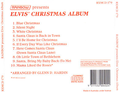 Elvis' Christmas Album (Rainbow) - Australia 1990 - BMG RXMCD 179 - Elvis Presley CD
