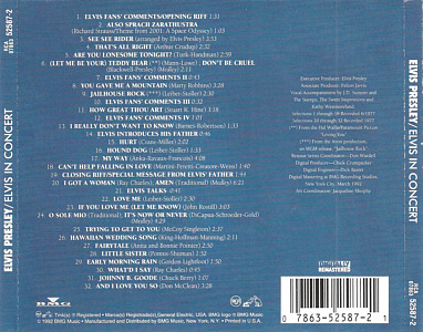 Elvis In Concert -  USA 2010 - Sony 07863525872 - Elvis Presley CD