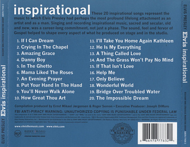 Elvis inspirational - Sony Music  88697877832 - USA 2011 - Elvis Presley CD