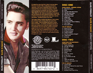 Elvis Is Back! (Legacy Edition -  Jewel Case) - USA 2011 - Sony Legacy 88697 84740 2  - Elvis Presley CD