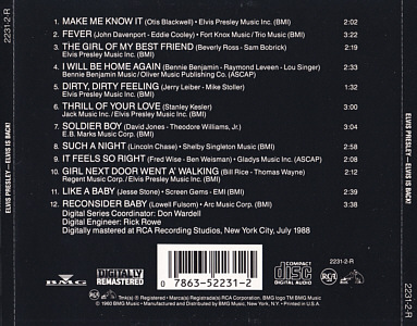 Elvis Is Back! - USA 1991 - BMG 2231-2-R - Elvis Presley CD
