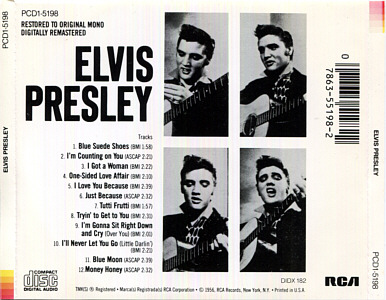 ELVIS PRESLEY - USA 10/1996 - BMG PCD1-5198 - Elvis Presley CD