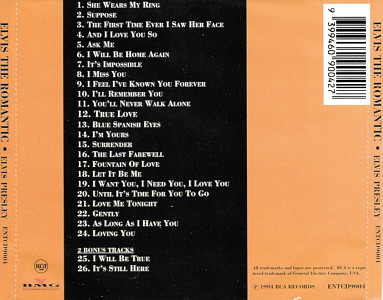 Elvis The Romantic - Thailand 2000 - BMG ENTCD9004 - Elvis Presley CD