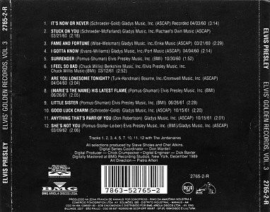 Elvis' Golden Records, Vol. 3 - Brazl 1994 - BMG 2765-2-R - Elvis Presley CD