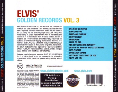 Elvis' Golden Records Vol. 3 - USA 2007 - Sony/BMG 88697 07422 2