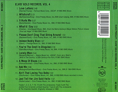 Elvis' Gold Records, Vol. 4 - Germany 1991 - BMG ND 83921 - Elvis Presley CD