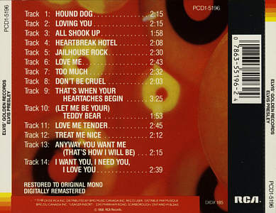 Elvis' Golden Records - Canada 1994 - BMG PCD1-5196 - Elvis Presley CD