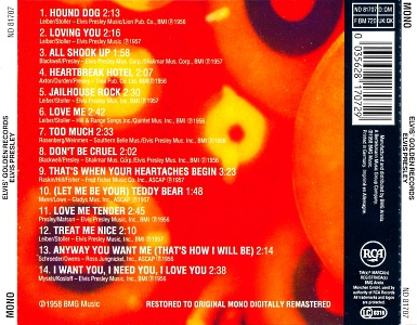 Elvis' Golden Records - Israel 1990 - BMG ND 81707