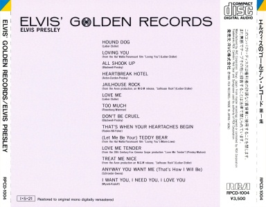 Elvis' Golden Records - Japan 1986 - RCA RPCD-1004