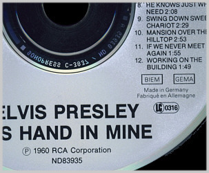 His Hand in Mine - Germany 1988 - BMG ND 83935   - Elvis Presley CD