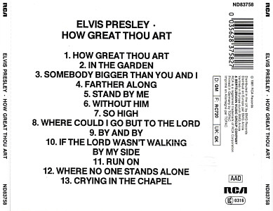 How Great Thou Art - Philippines 1996 - BMG ND 83758 - Elvis Presley CD