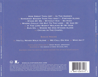 How Great Thou Art - USA 2010 - Sony Legacy  88697 22672 2 - Elvis Presley CD