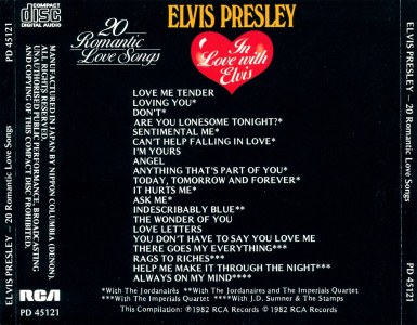 In Love With Elvis - 20 Romantic Love Songs - Japan 1988 (2nd press) - BMG PD 45121