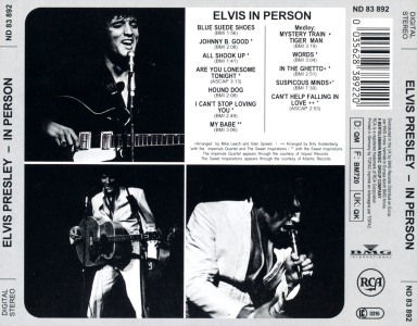 Elvis In Person At The International Hotel, Las Vegas, Nevada - Germany 1993 - BMG ND 83892