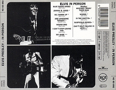 In Person At The International Hotel, Las Vegas, Nevada - Germany 1998 - BMG ND 83892 - Elvis Presley CD