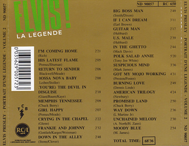 Portrait D'Une Legende - Volume 2 La Legende Volume 2 - 1961 / 1977 - France 1987 - BMG ND 90057 - Elvis Presley CD
