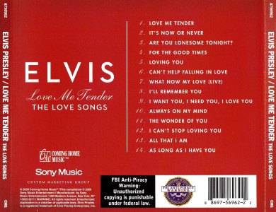 Love Me Tender - The Love Songs - Sony A756962 - USA 2009