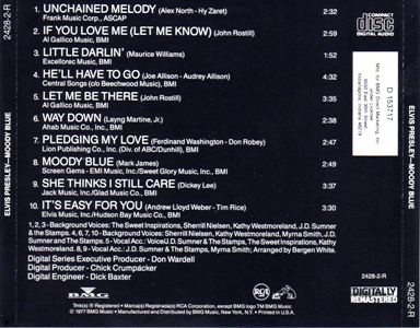 Moody Blue - BMG Direct Marketing - BMG 2428-2-R - USA 1994 - Elvis Presley CD - Info RCA - BMG - FTD