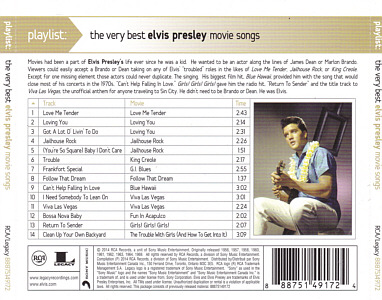 Playlist: Playlist: the very best Elvis Presley movie songs - Canada 2019 - Sony Music 88883753722 - Elvis Presley CD