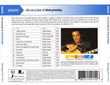 Playlist: The Very Best Of Elvis Presley - Canada 2016 - Sony Legacy 88875 14915 2 - Elvis Presley CD