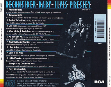 Reconsider Baby - Columbia House Music CD Club - USA 1997 - BMG BG2-5418