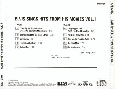 Elvis Sings Hits From His Movies Vol. 1 - USA 1996 - BMG CAD1-2567