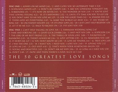 The 50 Greatest Love Songs - BMG 74321 90075 2-  UK 2001 - Elvis Presley CD