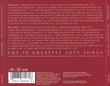 The 50 Greatest Love Songs - Australia 2001 - BMG 07863 68026-2