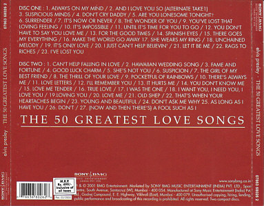 The 50 Greatest Love Songs - India 2005 - Sony-BMG 07863 68026 2 ...