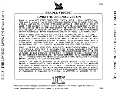 Elvis: The Legend Lives On - Canada 1995 - Reader’s Digest 3875