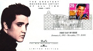 First day of issue Elvis stamp on limited edition RCA envelope.