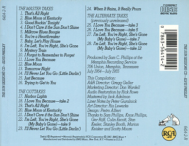 The Sun Sessions CD - USA 1989 - BMG 6414-2-R - Elvis Presley CD