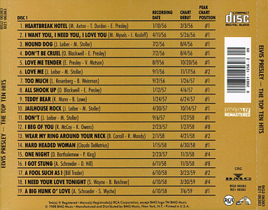 The Top Ten Hits - USA 2000 - BMG BG2 6383 - CRC - Elvis Presley CD