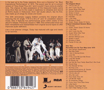 Today - Legacy Edition - Australia 2015 - Sony Music Legacy- 88875084942 - Elvis Presley CD